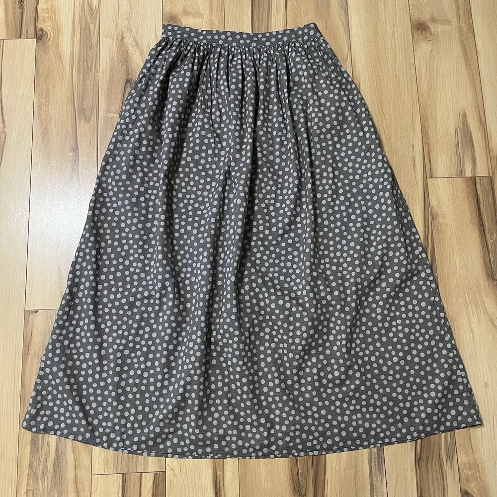 Gudrun Sjoden Alice Skirt Gray Polka Dot Organic Cotton Midi Sz S Lagenlook Art